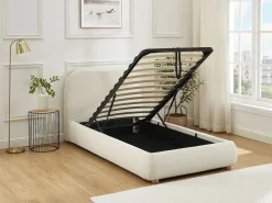 Canapé abatible 90 x 190 cm en tela bouclé beige - VANARI^Vente-unique Best