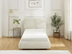 Canapé abatible 90 x 190 cm en tela bouclé beige - VANARI^Vente-unique Best