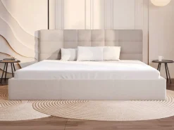 Vente-unique Cama Con Canapé|Cama Con Almacenaje|Canapé abatible 200 x 200 cm en tela - ELIAVA