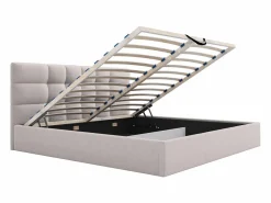 Vente-unique Cama Con Canapé|Cama Con Almacenaje|Canapé abatible 200 x 200 cm en tela - ELIAVA
