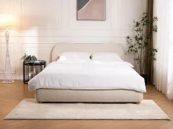 Vente-unique Cama Con Canapé|Cama Adulto|Canapé abatible 180 x 200 cm en tela bouclé beige + colchón - VANARI