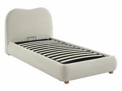 Vente-unique Canapé abatible 90 x 190 cm en tela bouclé beige + colchón - VANARI Blanco Clearance