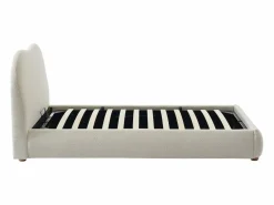 Vente-unique Canapé abatible 90 x 190 cm en tela bouclé beige + colchón - VANARI Blanco Clearance