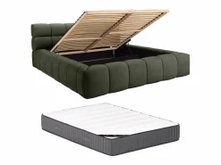 Vente-unique Canapé abatible 160 x 200 cm tela + colchón - FORVIK de Pascal Morabito Verde Discount
