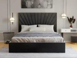 Vente-unique Canapé abatible 180 x 200 cm terciopelo + colchón - RILIODA de Pascal Morabito Gris antracita Sale