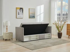 Vente-unique Canapé abatible banco 80 x 200 cm de tela y en color - LAOZIA Topo Hot
