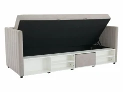 Vente-unique Canapé abatible banco 80 x 200 cm de tela y en color - LAOZIA Topo Hot