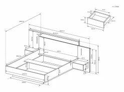 Vente-unique Canapé abatible con mesitas de noche queen size 160 x 200 cm con LEDs natural y antracita + colchón - FRANCOLI Gris antracita / Color natural claro Sale