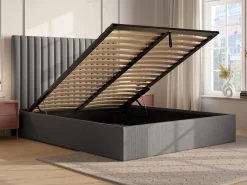 Vente-unique Cama Terciopelo|Canapé abatible de 160 x 200 cm con cabecero de pana + colchón - SARAH