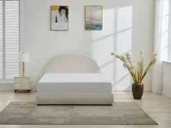 Vente-unique Cama Con Canapé|Cama Con Almacenaje|Canapé abatible de 160 x 200 cm de tela rizada color - LIRIMO