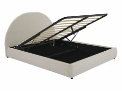 Vente-unique Cama Con Canapé|Cama Con Almacenaje|Canapé abatible de 160 x 200 cm de tela rizada color - LIRIMO