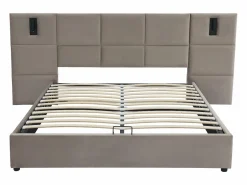 Canapé abatible de 180 x 200 cm con cabecero y lámpara de terciopelo + colchón - SARETO^Vente-unique Outlet