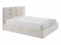 Vente-unique Canapé abatible de 160 x 200 cm de tela texturizada + colchón - JUSTANI Crema New