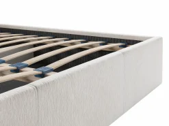 Vente-unique Canapé abatible de 160 x 200 cm de tela texturizada + colchón - JUSTANI Crema New