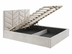 Vente-unique Canapé abatible de 160 x 200 cm de tela texturizada - JUSTANI Crema Clearance