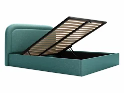 Vente-unique Canapé abatible de 160 x 200 cm de tela jaspeada color pato - FIREZA Azul Discount