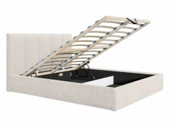 Vente-unique Canapé abatible de 160 x 200 cm cabecero con costuras verticales tela + colchón - KILACLO Beige New