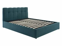 Canapé abatible de 160 x 200 cm de tela bouclé azul petróleo - MAZIRI^Vente-unique Best