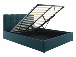 Canapé abatible de 160 x 200 cm de tela bouclé azul petróleo - MAZIRI^Vente-unique Best