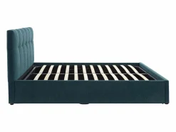 Canapé abatible de 160 x 200 cm de tela bouclé azul petróleo - MAZIRI^Vente-unique Best