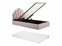 Vente-unique Canapé abatible de concha 90 x 190 cm tela + colchón - CORALUNO Rosa Online