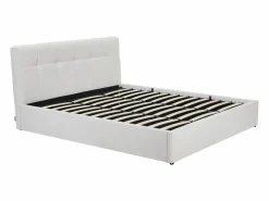 Canapé abatible King Size 180 x 200 cm en tela bouclé blanca + colchón - MAZIRI^Vente-unique Best