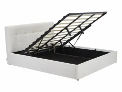 Canapé abatible King Size 180 x 200 cm en tela bouclé blanca + colchón - MAZIRI^Vente-unique Best
