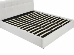 Canapé abatible King Size 180 x 200 cm en tela bouclé blanca + colchón - MAZIRI^Vente-unique Best