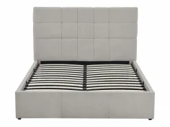 Vente-unique Cama Con Canapé|Cama Con Almacenaje|Canapé abatible queen size 160 x 200 en tela gris + colchón - HOPEYA de Pascal Morabito