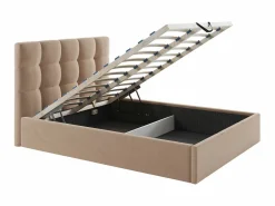 Vente-unique Canapé abatible140 x 190 cm de terciopelo en color con colchón - MIRDAL Beige New