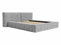 Vente-unique Canapé abatible 140x190cm terciopelo grueso acanalado + colchón - TIMANO de Pascal Morabito Gris claro New