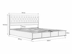Canapé acolchado con palanca hidráulica 180x200 cm terciopelo - Gris oscuro (sin colchón)^OKWISH