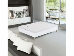 Canapé alto 150x190 cm nórdico patas inclinadas color dormitorio Blanco New