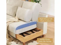 DripeX Sofá Rinconera|Canapé de esquina reversible en terciopelo acanalado - 2 plazas + méridienne - - 256 x 160 x 88 cm