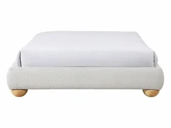 Ysmée Canapé decorativo tapizado 160 x 200 cm tamaño Queen tela rizada Con patas ELENAE YSMÉE Blanco Discount