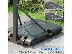 Canasta de baloncesto ajustable con soporte rodante, altura 146-236 cm, plástico, (175 x 71 x 270 cm)^ Clearance