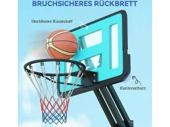 Canasta de baloncesto ajustable con soporte rodante, altura 146-236 cm, plástico, (175 x 71 x 270 cm)^ Clearance