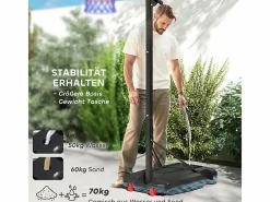 Canasta de baloncesto ajustable para niños, altura regulable de 200 a 260 cm, con ruedas y base con peso, de plástico, color (83 x 2 x 310 cm)^ Clearance