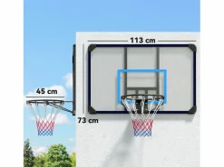 Canasta de baloncesto de pared de diseño profesional, de acero, negra, con red (113 x 61 x 73 cm) Negro Clearance