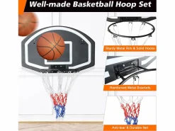 Canasta de baloncesto de pared para interior y exterior, con tablero de polietileno irrompible, color (72,4 x 45,72 x 20 cm) Negro