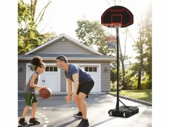 Aparato De Musculación|Canasta de baloncesto de altura regulable 195-250 cm con soporte, de acero, color , para niños, con ruedas (131, con ruedas (131x49x250 cm)