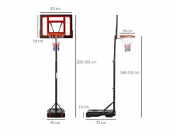 Canasta de baloncesto negro y rojo 75x83x261 cm^Homcom Clearance