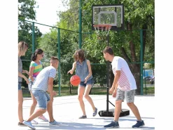 Cesta De Baloncesto|Canasta de baloncesto para exterior de altura ajustable, estructura de acero, PVC, color , con ruedas (83 x 75 x 206-260 cm)