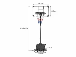 Canasta de baloncesto portátil de altura ajustable, policarbonato irrompible con ruedas, ratán sintético y acero, color (71 x 74 x 213 cm) Negro Outlet