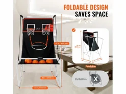 Canasta de Baloncesto SucceBuy, Juego Arcade de Baloncesto Plegable de Doble Tiro para Interiores, 2 Jugadores, 4 Pelotas