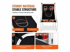Canasta de Baloncesto SucceBuy, Juego Arcade de Baloncesto Plegable de Doble Tiro para Interiores, 2 Jugadores, 4 Pelotas