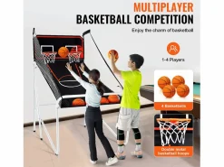 Canasta de Baloncesto SucceBuy, Juego Arcade de Baloncesto Plegable de Doble Tiro para Interiores, 2 Jugadores, 4 Pelotas