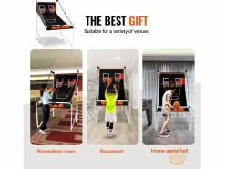 Canasta de Baloncesto SucceBuy, Juego Arcade de Baloncesto Plegable de Doble Tiro para Interiores, 2 Jugadores, 4 Pelotas
