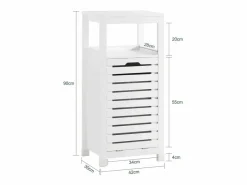 Canasto para la Colada Mueble de baño con cesto para Ropa Sucia Amario para baño 42 x 30 x 90 cm BZR67-W ES^Sobuy Hot