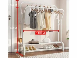 DripeX Mueble Perchero|Capa doble de doble corporación con estante de zapato 4 ganchos, 110x35x146cm-